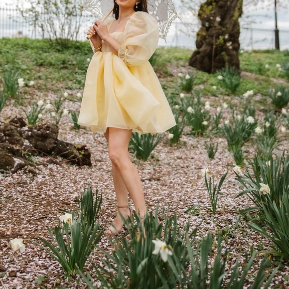 Anthropologie Selkie Puffed-Sleeve Square-Neck Mini Dress - Picture 3 of 9